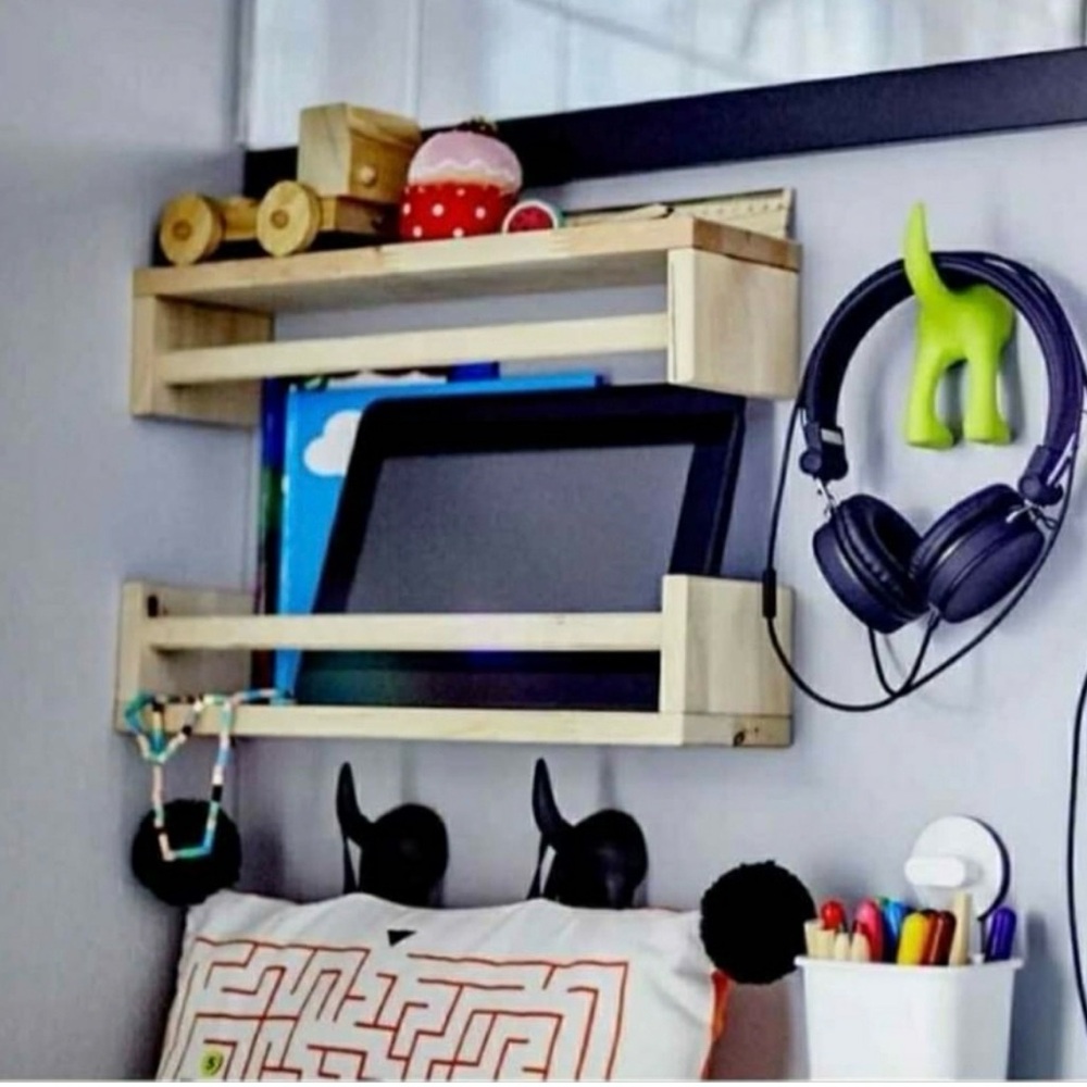 Ikea White Wood Spice Rack x3 shelves - kids book and/or magazine rack - shelf